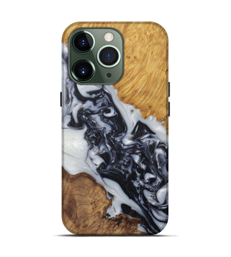 iPhone 13 Pro Wood+Resin Live Edge Phone Case - Shandy (Black & White, 575502)