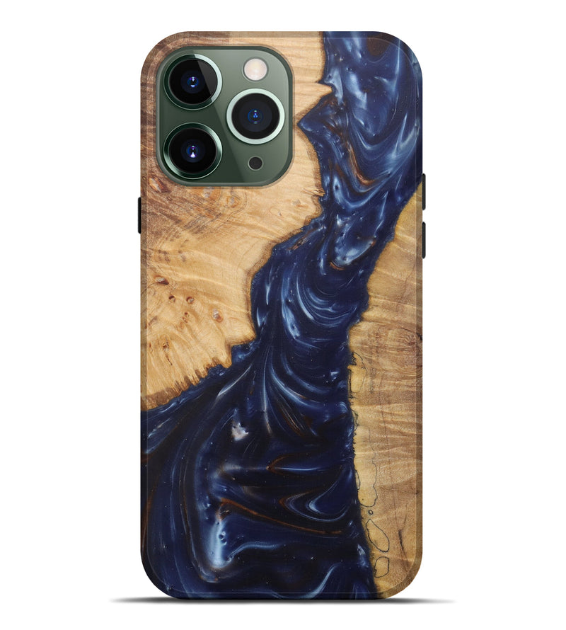 iPhone 13 Pro Max Wood+Resin Live Edge Phone Case - Moselle (Dark Blue, 576769)