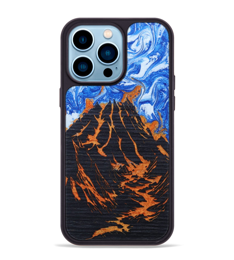 iPhone 14 Pro Max Wood+Resin Phone Case - Shonda (Lava, 627105)