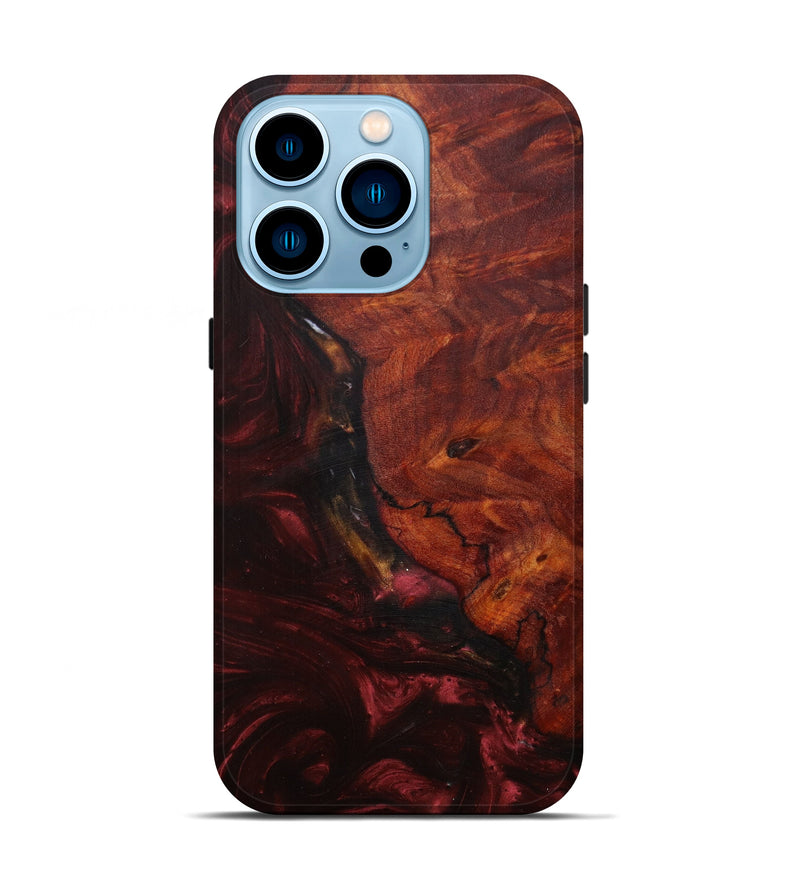 iPhone 14 Pro Wood+Resin Live Edge Phone Case - Rosario (Dark Red, 585162)