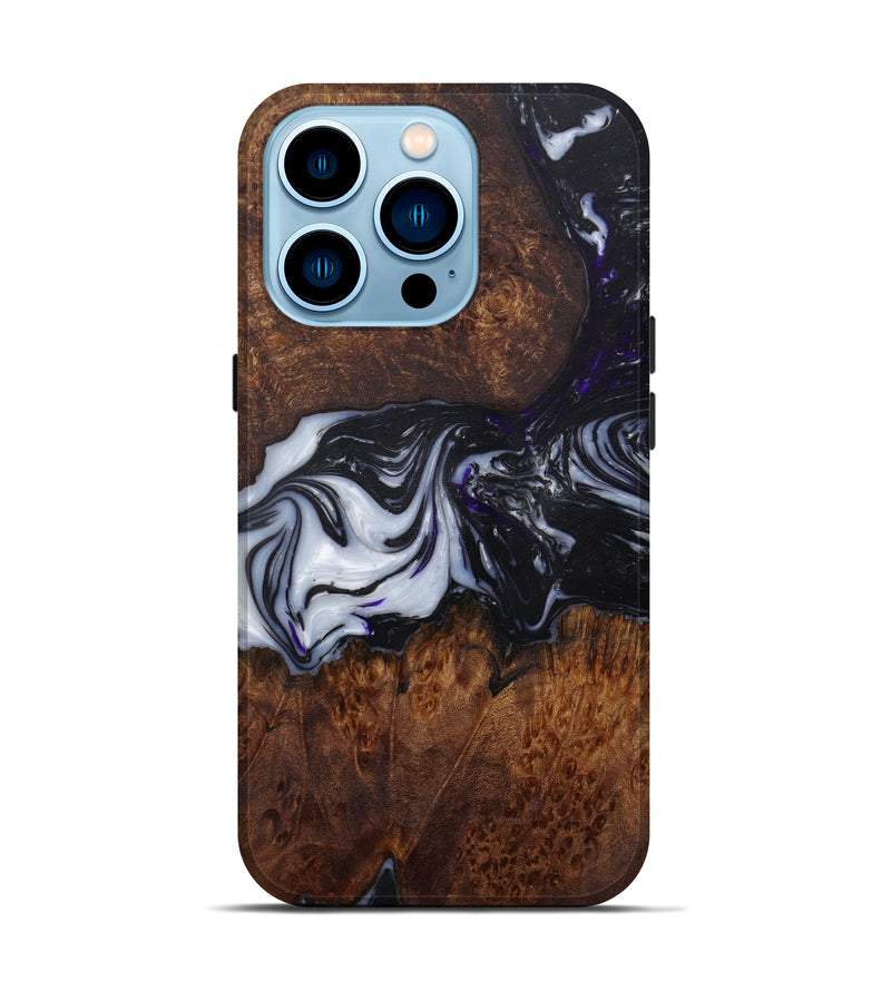 iPhone 14 Pro Wood+Resin Live Edge Phone Case - France (Black & White, 586763)