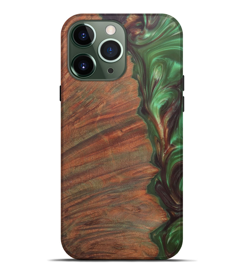 iPhone 13 Pro Max Wood+Resin Live Edge Phone Case - Darnell (Dark Green, 581704)