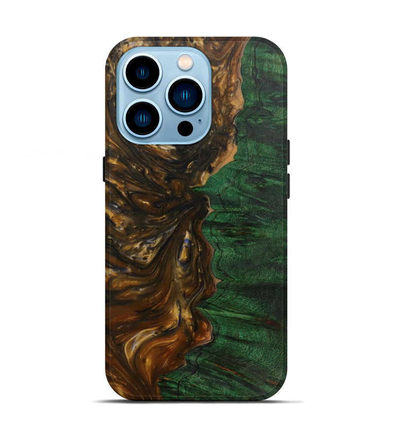 iPhone 14 Pro Wood+Resin Live Edge Phone Case - Rebecka (Metallic, 584055)