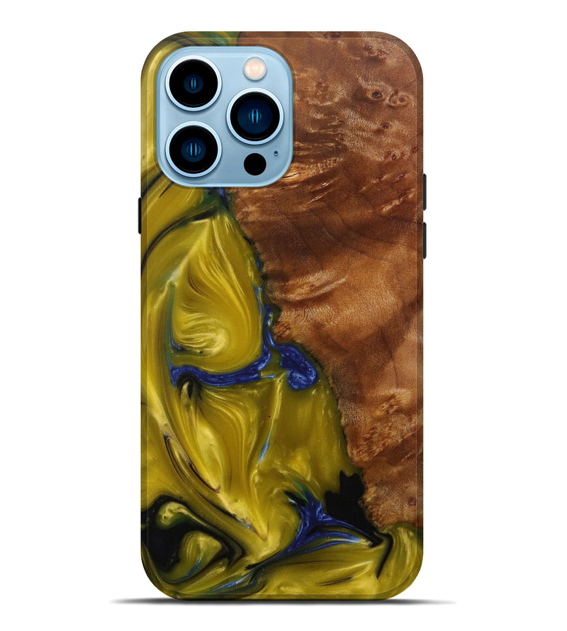 iPhone 14 Pro Max Wood+Resin Live Edge Phone Case - Carran (Metallic, 585161)
