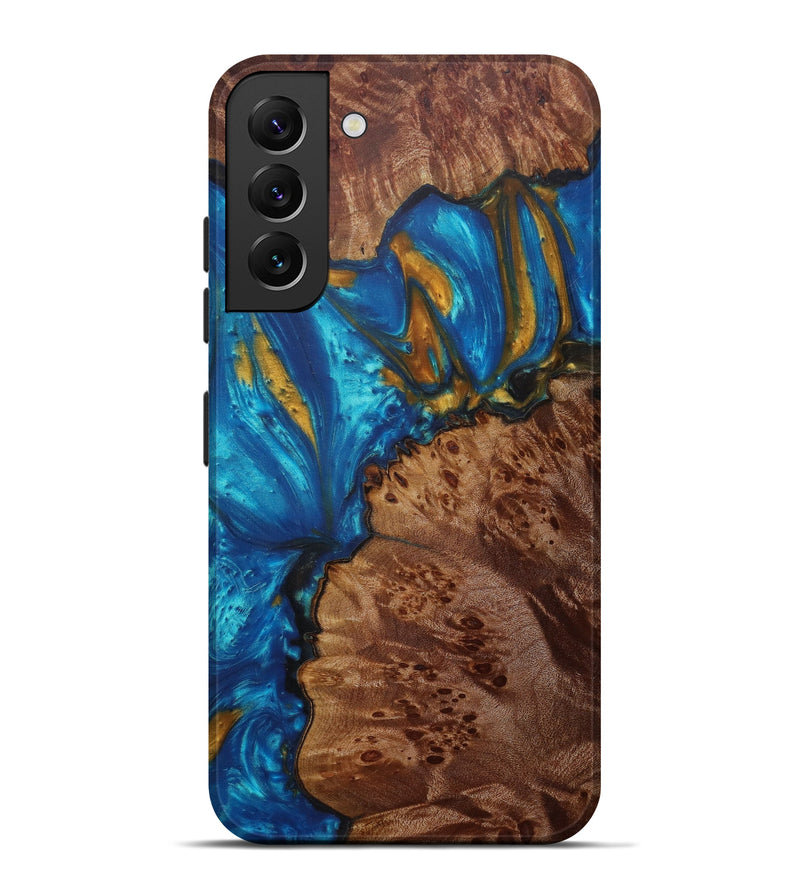 Galaxy S22 Plus Wood+Resin Live Edge Phone Case - Nathan (Teal & Gold, 588711)
