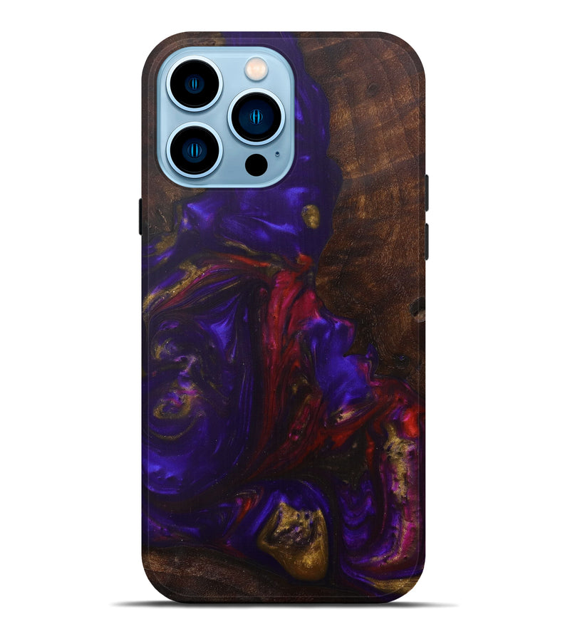 iPhone 14 Pro Max Wood+Resin Live Edge Phone Case - Manny (Purple, 586303)