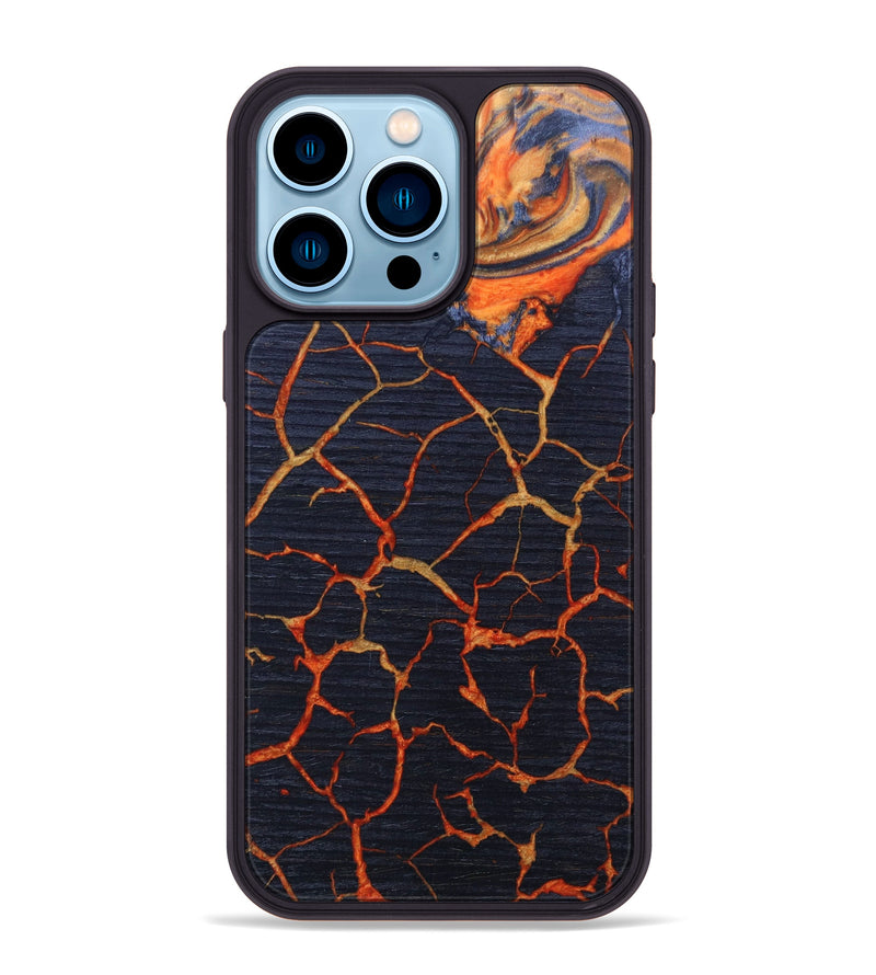 iPhone 14 Pro Max Wood+Resin Phone Case - Hyman (Lava, 627566)