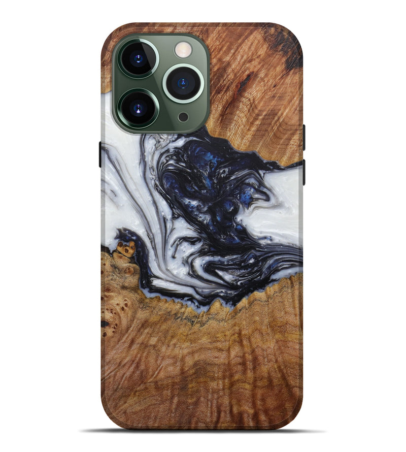 iPhone 13 Pro Max Wood+Resin Live Edge Phone Case - Howie (Black & White, 588033)