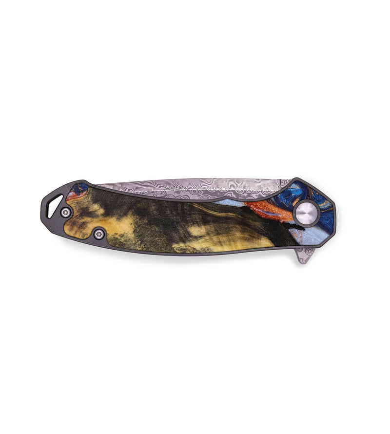 EDC Wood+Resin Pocket Knife - Yahir (Teal & Gold, 639977)