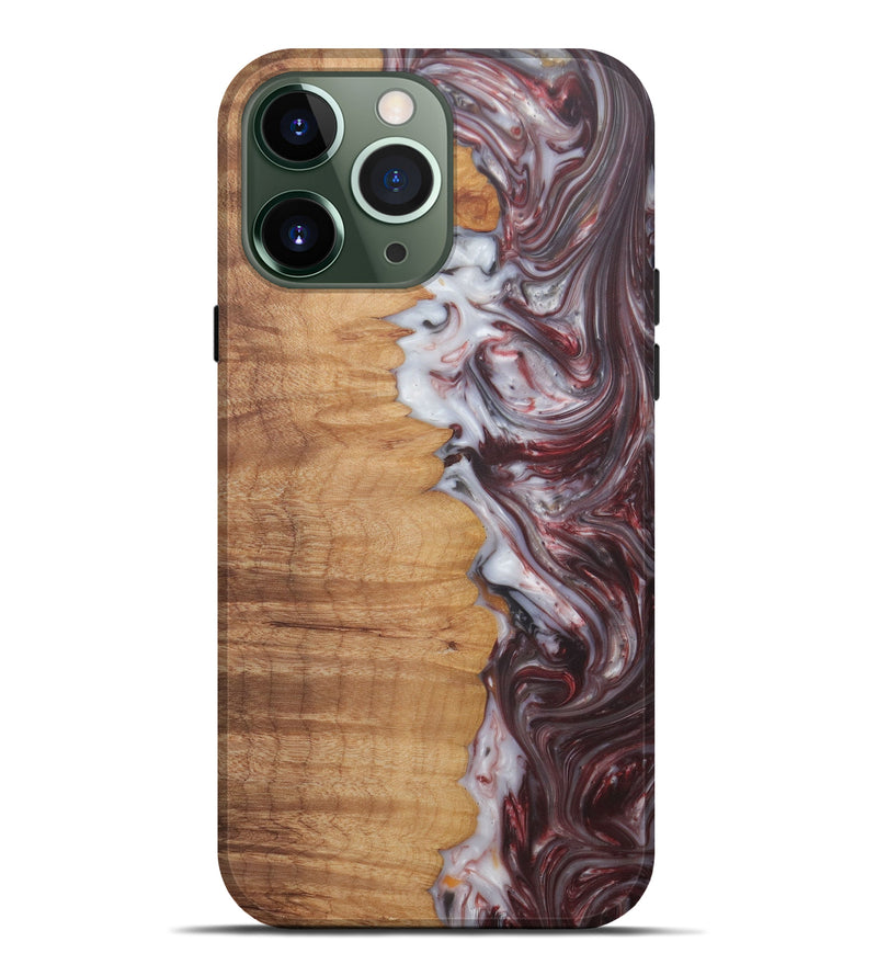 iPhone 13 Pro Max Wood+Resin Live Edge Phone Case - Constantine (Dark Red, 571564)