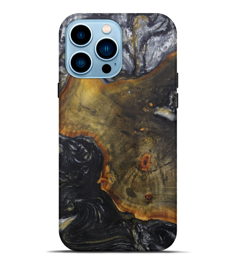 iPhone 14 Pro Max Wood+Resin Live Edge Phone Case - Victor (Metallic, 585180)