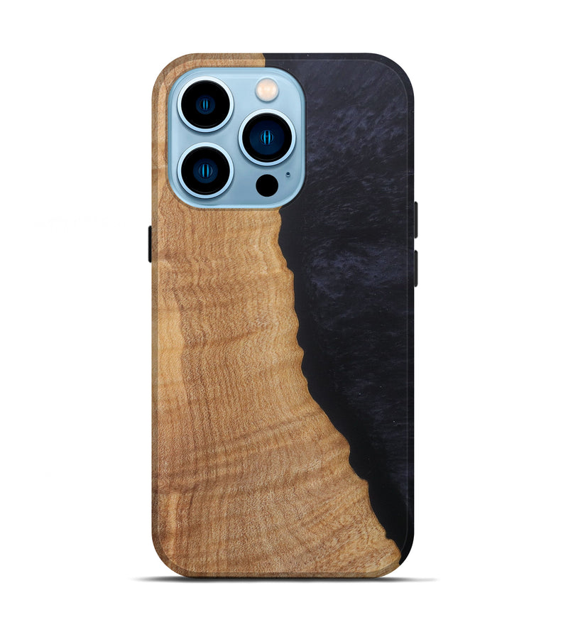 iPhone 14 Pro Wood+Resin Live Edge Phone Case - Binh (Pure Black, 581666)