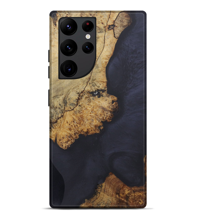 Galaxy S22 Ultra Wood+Resin Live Edge Phone Case - Bili (Pure Black, 580661)