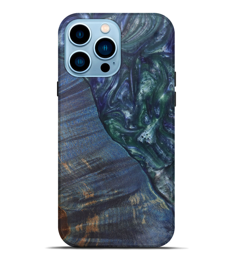 iPhone 14 Pro Max Wood+Resin Live Edge Phone Case - Ninnette (Dark Blue, 587044)