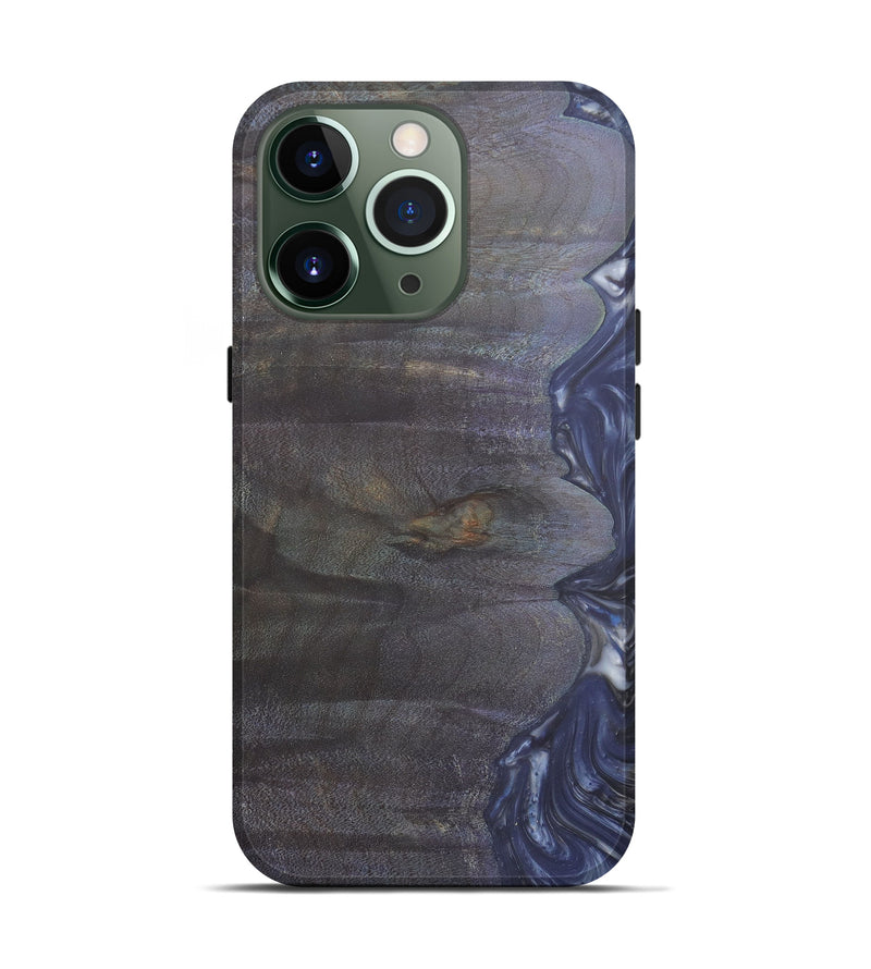 iPhone 13 Pro Wood+Resin Live Edge Phone Case - Yeirnie (Dark Blue, 577499)