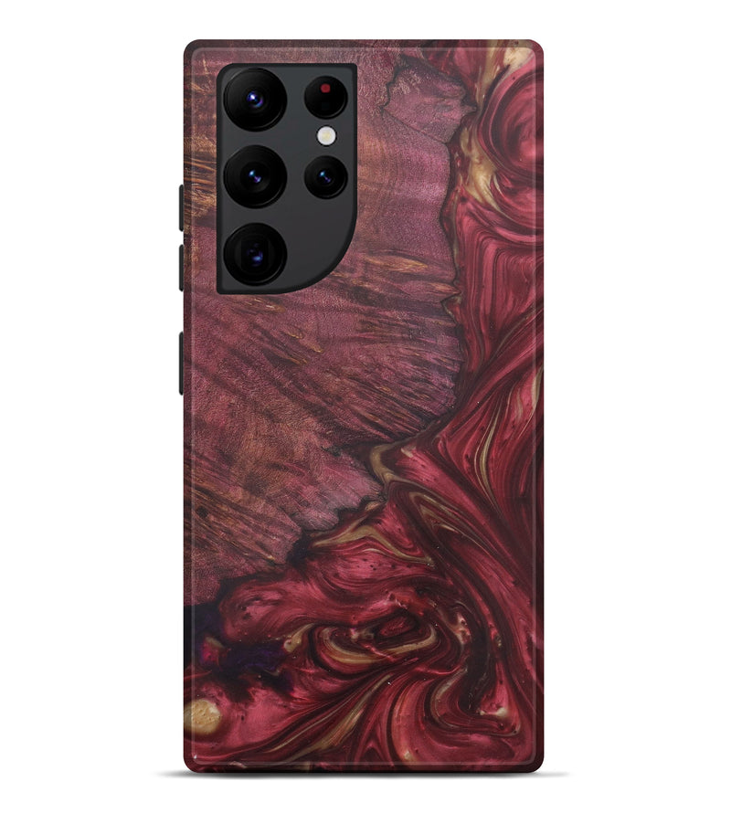 Galaxy S22 Ultra Wood+Resin Live Edge Phone Case - Hendra (Dark Red, 579158)