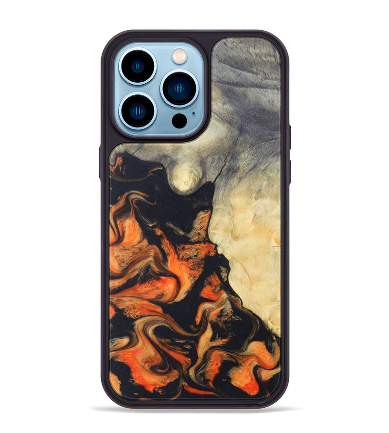 iPhone 14 Pro Max Wood+Resin Phone Case - Haylie (Lava, 625018)