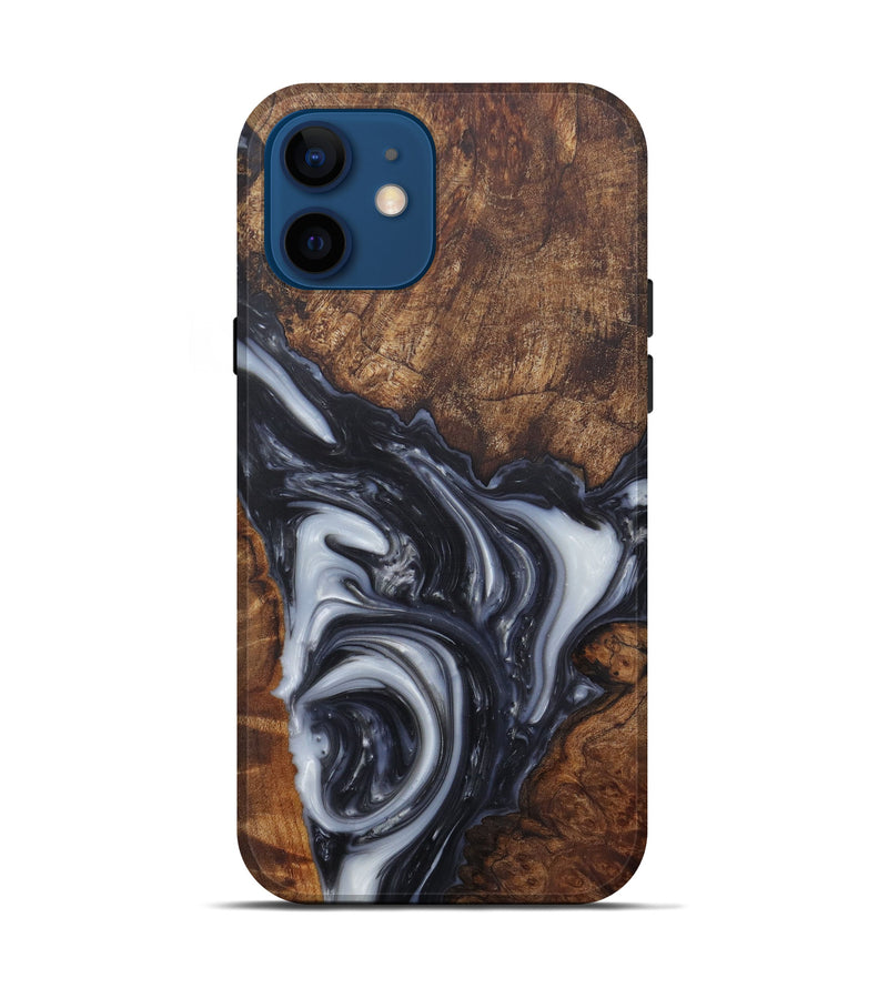 iPhone 12 Wood+Resin Live Edge Phone Case - Murial (Black & White, 571538)