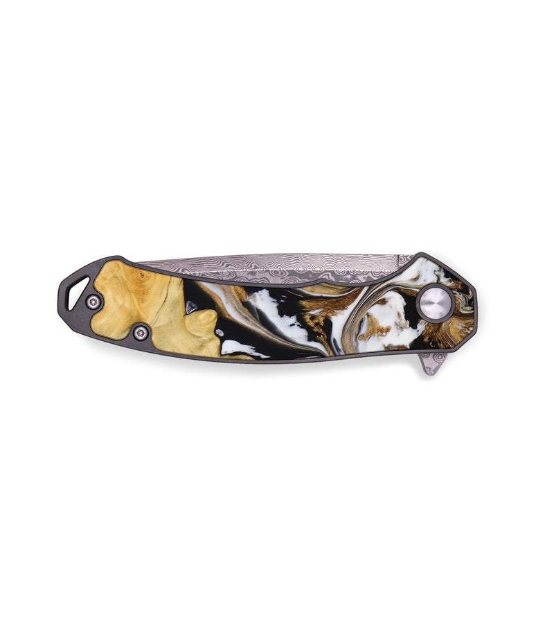 EDC Wood+Resin Pocket Knife - Jasmine (Black & White, 643113)
