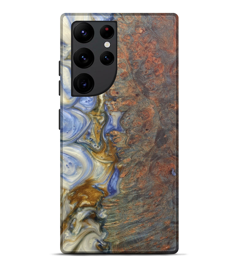 Galaxy S22 Ultra Wood+Resin Live Edge Phone Case - Hildagard (Light Blue, 581686)