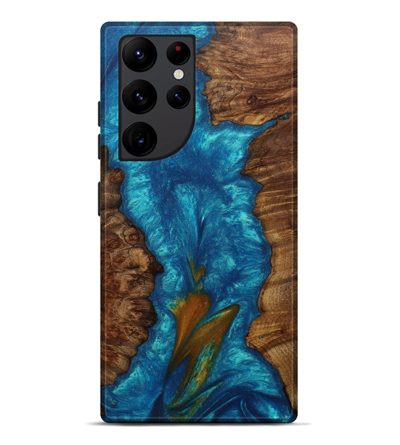 Galaxy S22 Ultra Wood+Resin Live Edge Phone Case - Peria (Light Blue, 588749)