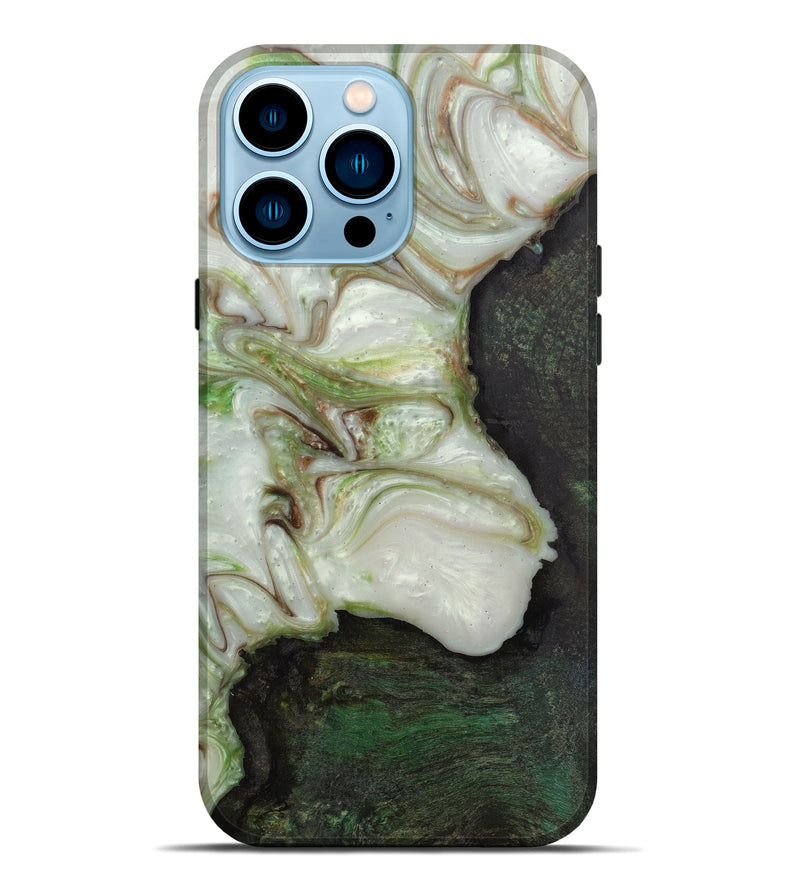 iPhone 14 Pro Max Wood+Resin Live Edge Phone Case - Lope (Dark Green, 582853)