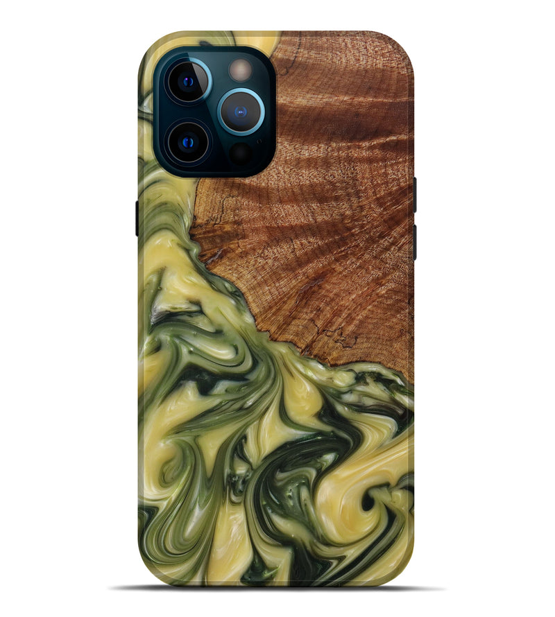 iPhone 12 Pro Max Wood+Resin Live Edge Phone Case - Concettina (Dark Green, 586077)