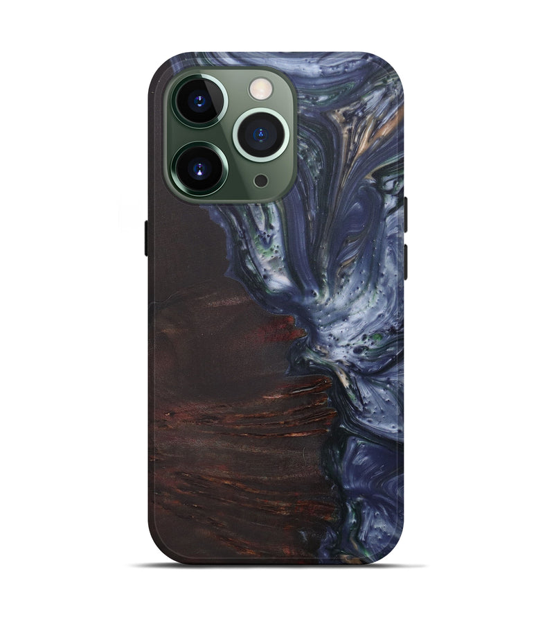 iPhone 13 Pro Wood+Resin Live Edge Phone Case - Gus (Light Blue, 575520)