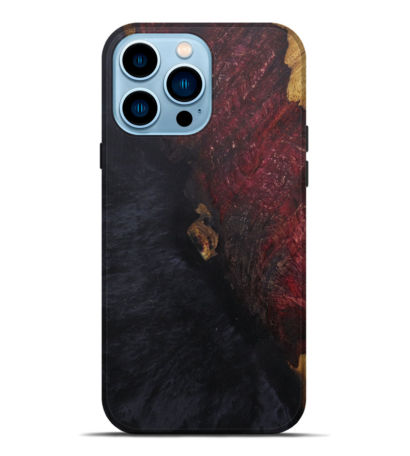 iPhone 14 Pro Max Wood+Resin Live Edge Phone Case - Wesley (Pure Black, 586753)