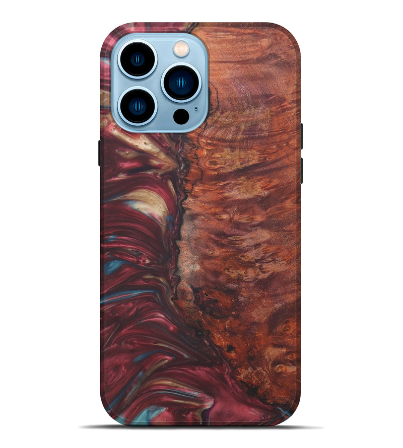 iPhone 14 Pro Max Wood+Resin Live Edge Phone Case - Rosario (Dark Red, 579153)