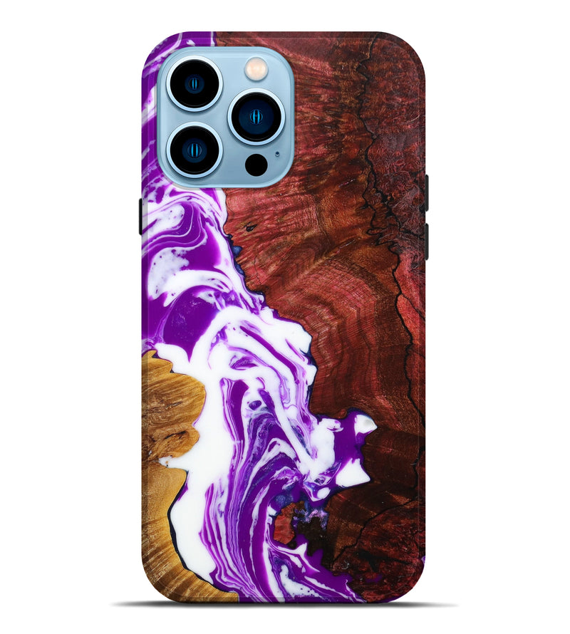 iPhone 14 Pro Max Wood+Resin Live Edge Phone Case - Thelma (Purple, 639889)