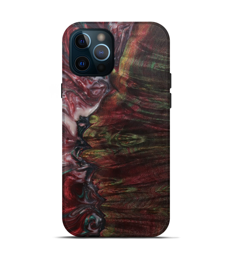 iPhone 12 Pro Wood+Resin Live Edge Phone Case - Letisha (Dark Red, 585163)