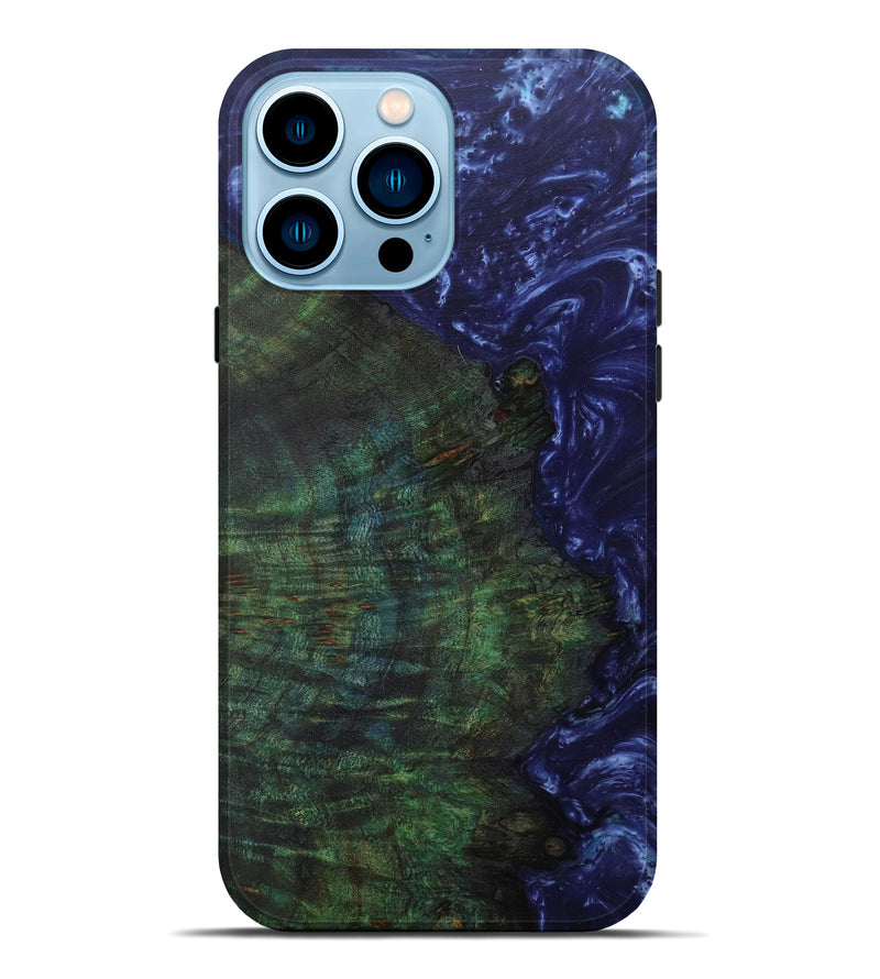 iPhone 14 Pro Max Wood+Resin Live Edge Phone Case - Basil (Dark Blue, 585578)