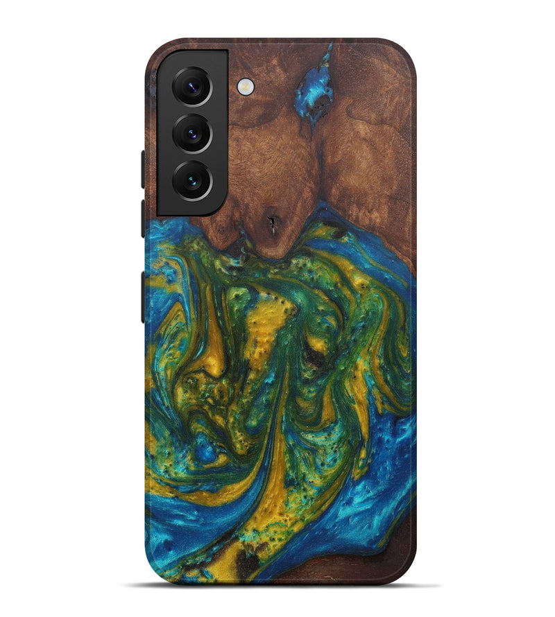 Galaxy S22 Plus Wood+Resin Live Edge Phone Case - Ofelia (Teal & Gold, 576736)