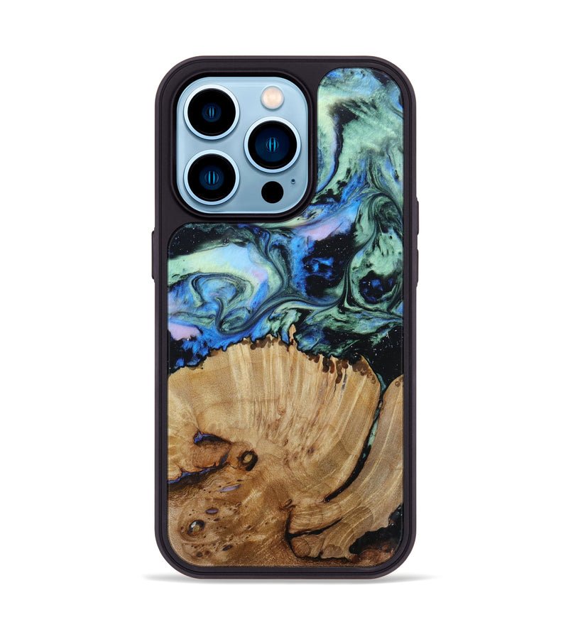 iPhone 14 Pro Wood+Resin Phone Case - Hailee (Aurora, 618482)