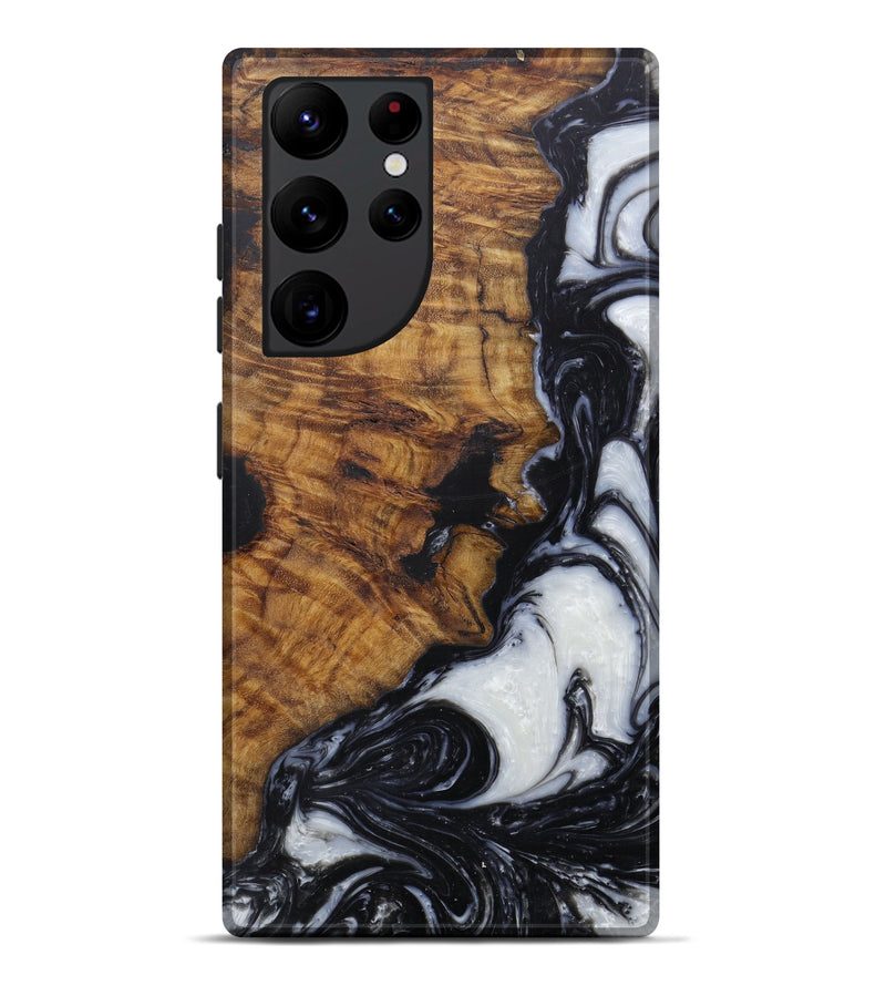 Galaxy S22 Ultra Wood+Resin Live Edge Phone Case - Gigi (Black & White, 582822)