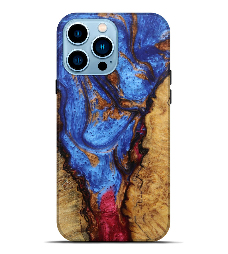 iPhone 14 Pro Max Wood+Resin Live Edge Phone Case - Hulst (Light Blue, 586282)