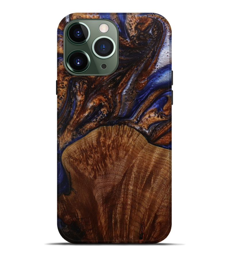 iPhone 13 Pro Max Wood+Resin Live Edge Phone Case - Molli (Dark Blue, 586269)