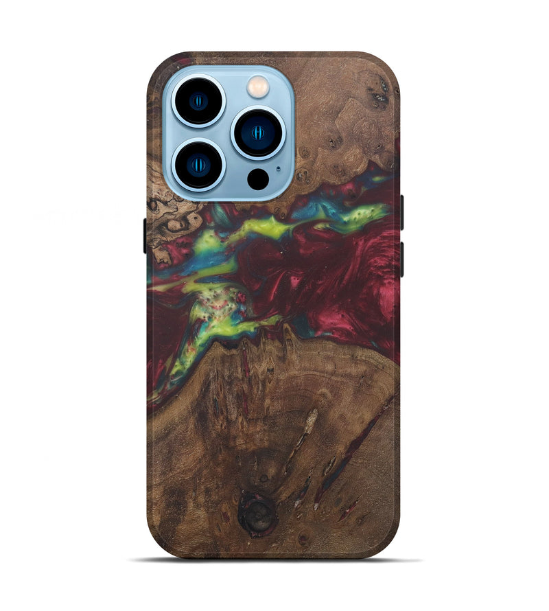 iPhone 14 Pro Wood+Resin Live Edge Phone Case - Dosi (Dark Red, 579151)