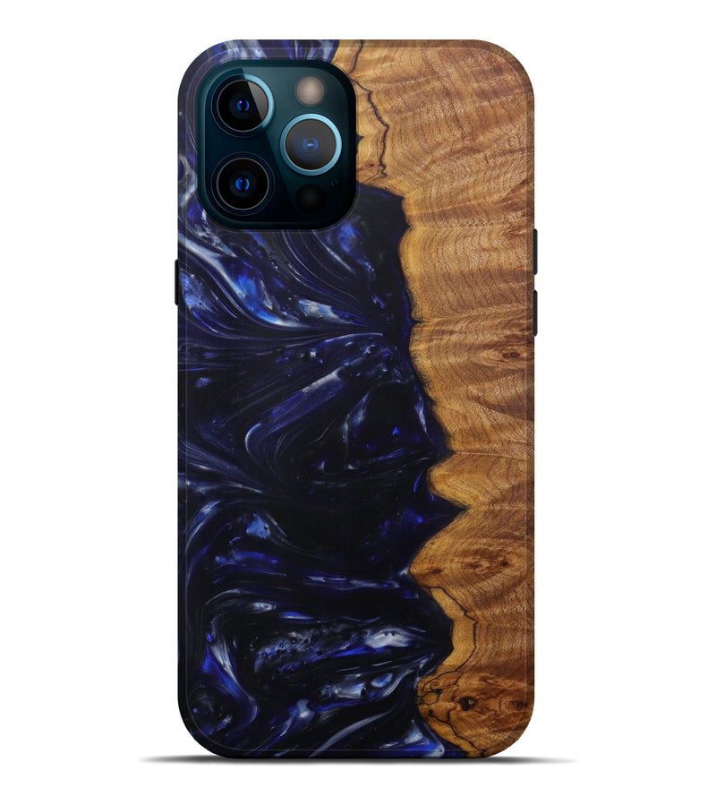 iPhone 12 Pro Max Wood+Resin Live Edge Phone Case - Gennie (Dark Blue, 571542)