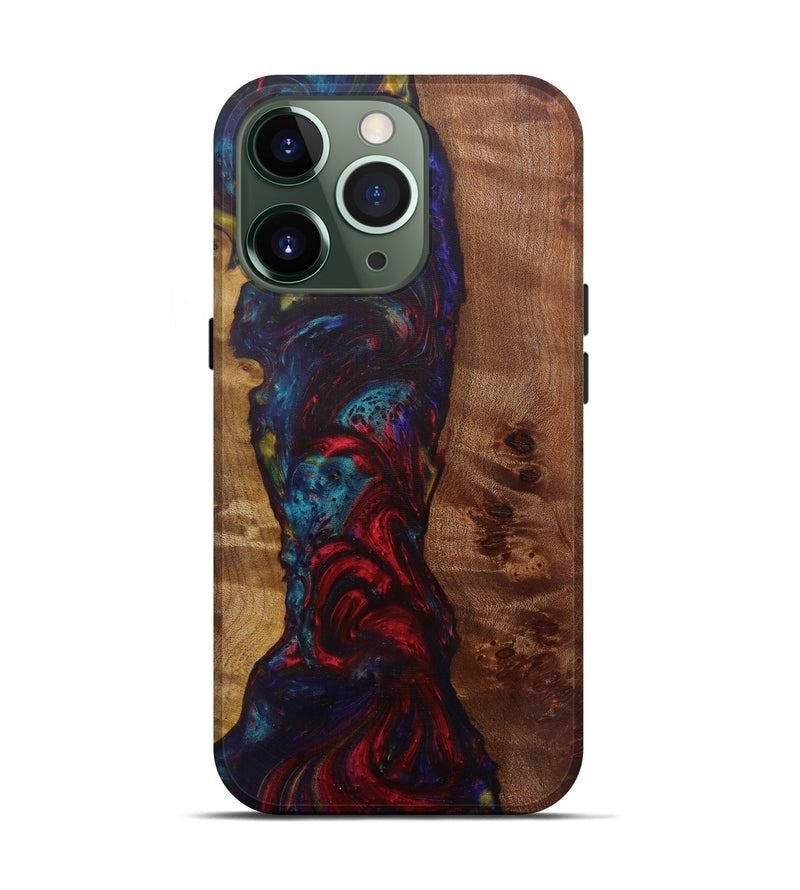 iPhone 13 Pro Wood+Resin Live Edge Phone Case - Alparslan (Dark Red, 582875)