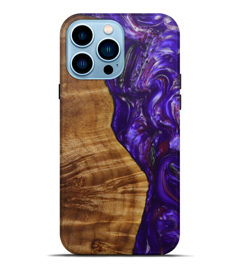 iPhone 14 Pro Max Wood+Resin Live Edge Phone Case - Raina (Purple, 586295)