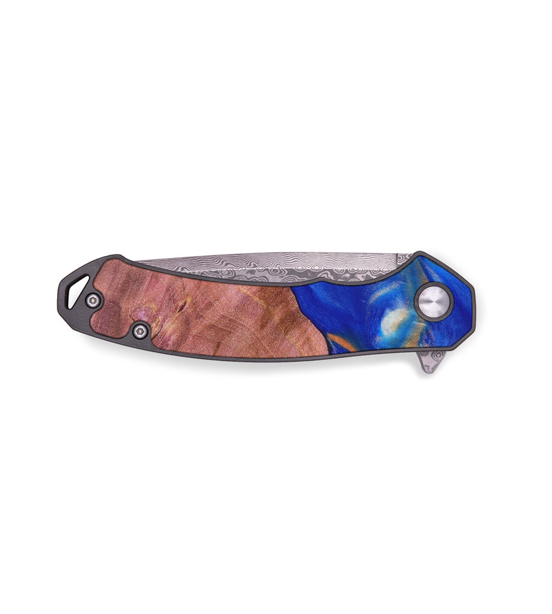 EDC Wood+Resin Pocket Knife - Annabelle (Teal & Gold, 636432)