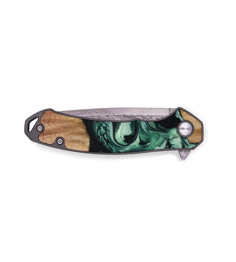 EDC Wood+Resin Pocket Knife - Caleb (Green, 641897)