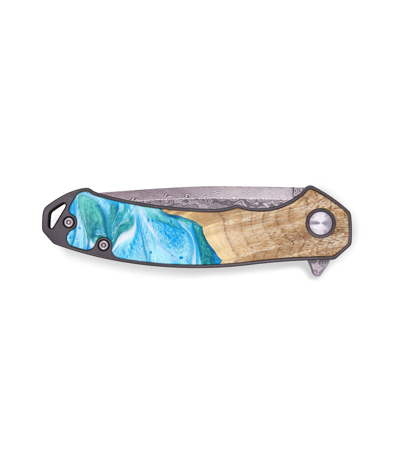 EDC Wood+Resin Pocket Knife - Brenna (Blue, 637062)