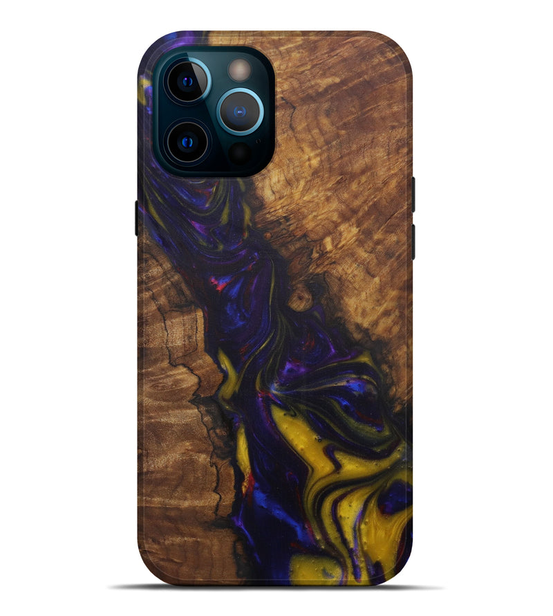 iPhone 12 Pro Max Wood+Resin Live Edge Phone Case - Penny (Dark Blue, 575517)