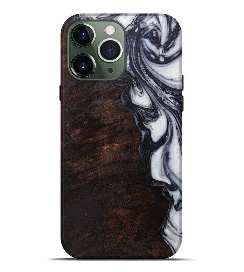 iPhone 13 Pro Max Wood+Resin Live Edge Phone Case - Ellwood (Black & White, 589831)