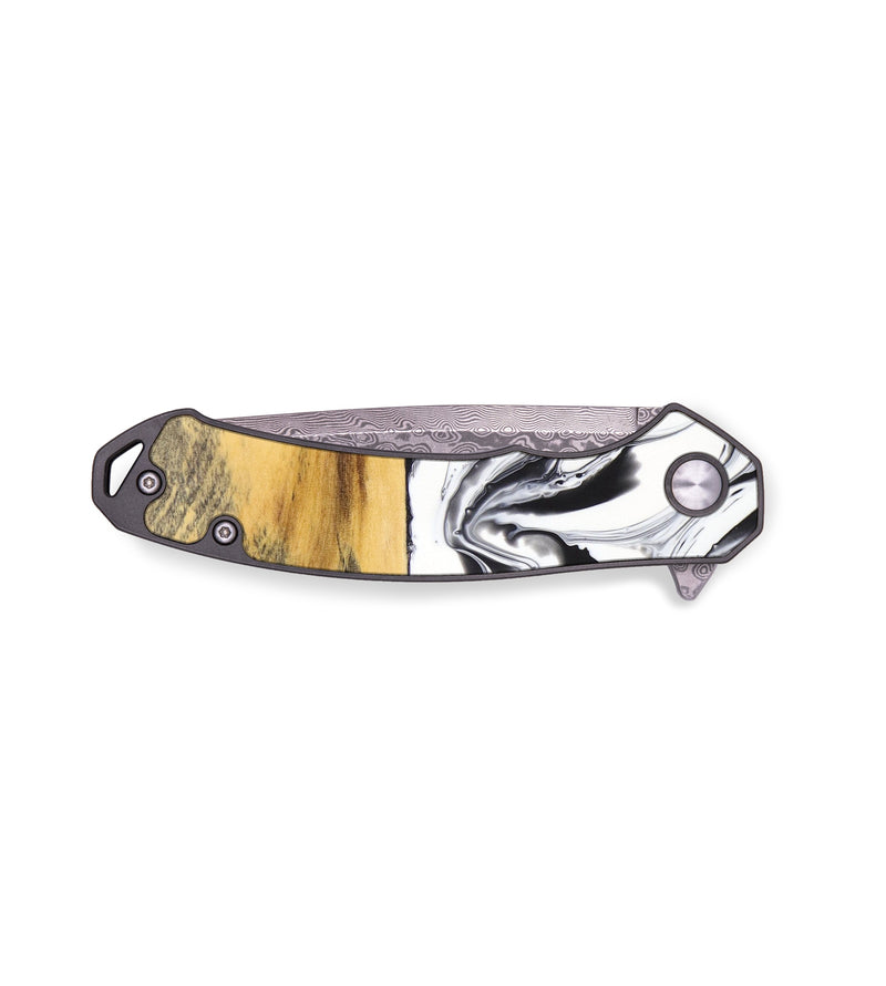 EDC Wood+Resin Pocket Knife - Noah (Black & White, 636936)