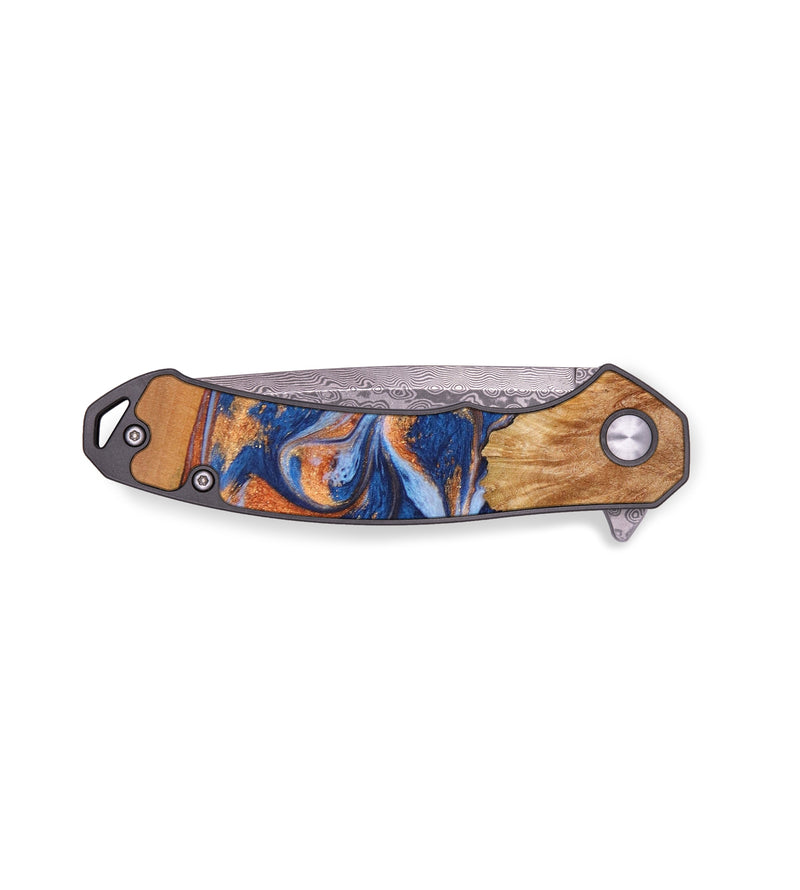 EDC Wood+Resin Pocket Knife - Leticia (Teal & Gold, 639979)