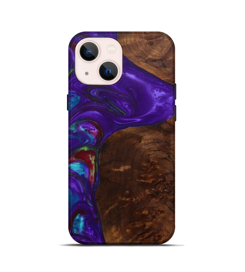 iPhone 13 mini Wood+Resin Live Edge Phone Case - Teodora (Purple, 586298)